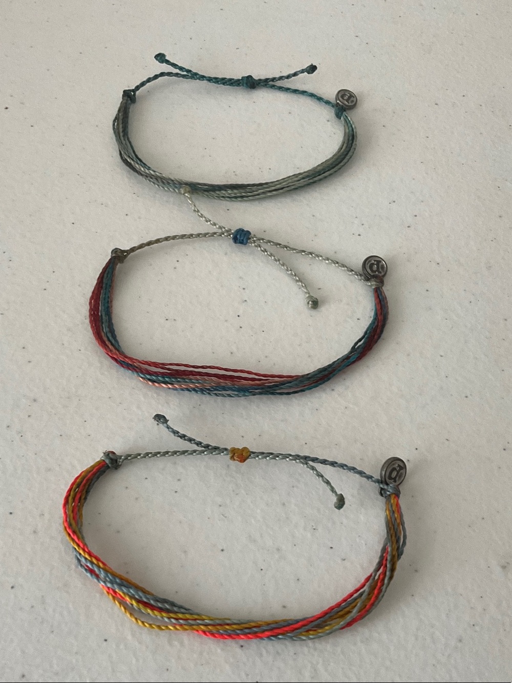 Pura Vida Trio of Blue, Green, Red & Multicolor Braided String Bracelets